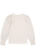 Nono Kirza Jersey Top+ Emrbroidered cotton Sleeves Pearled Ivory