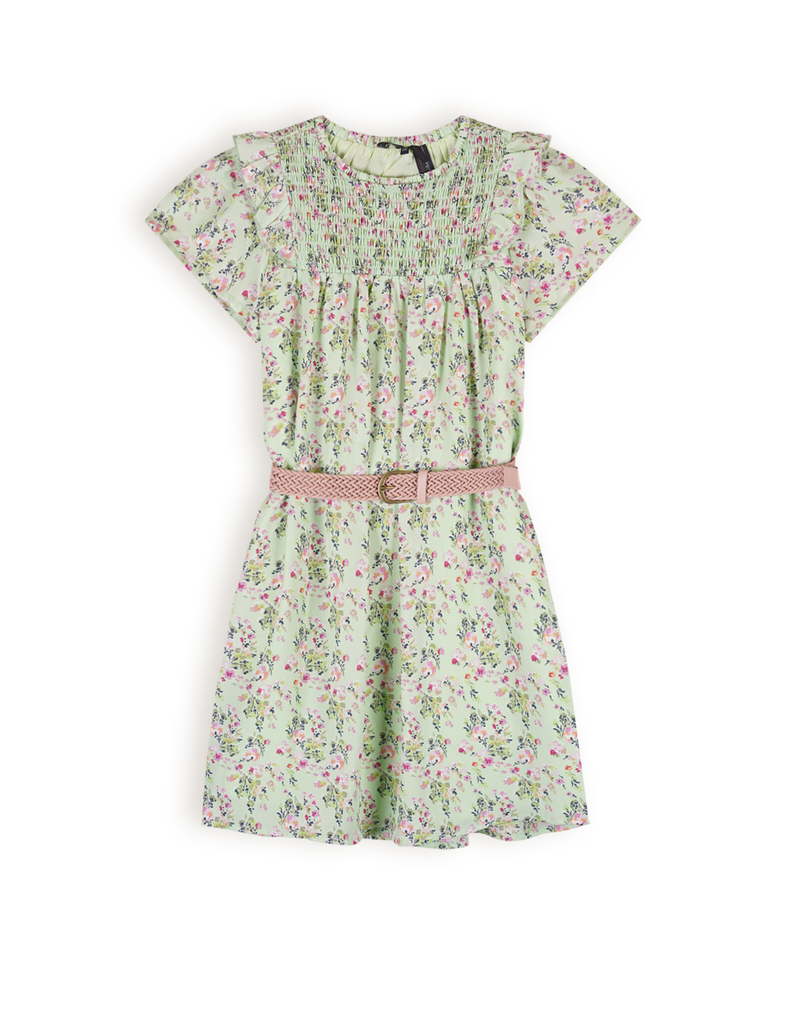 Nono Maan Floral wide dress+belt Spring Meadow Green