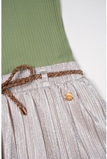 Nono Moran Combi Dress Shiny Plisse Skirt Pearled Ivory