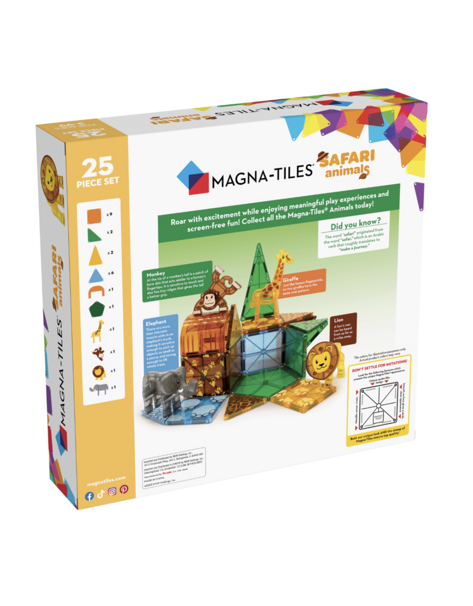 Magna-Tiles Magna Tiles Safari Animals 25 stuks