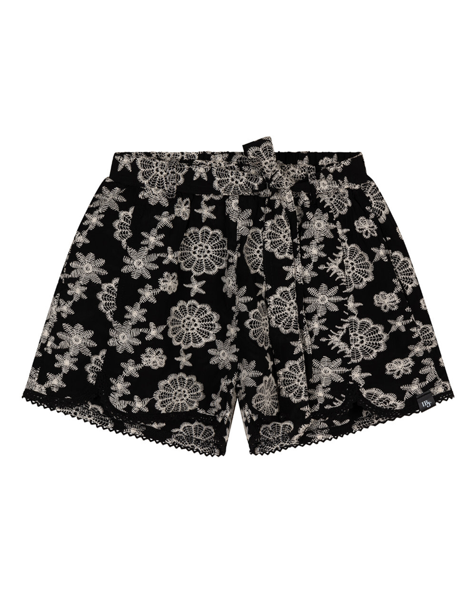 Indian Blue Jeans Flower Embroidery Short Black