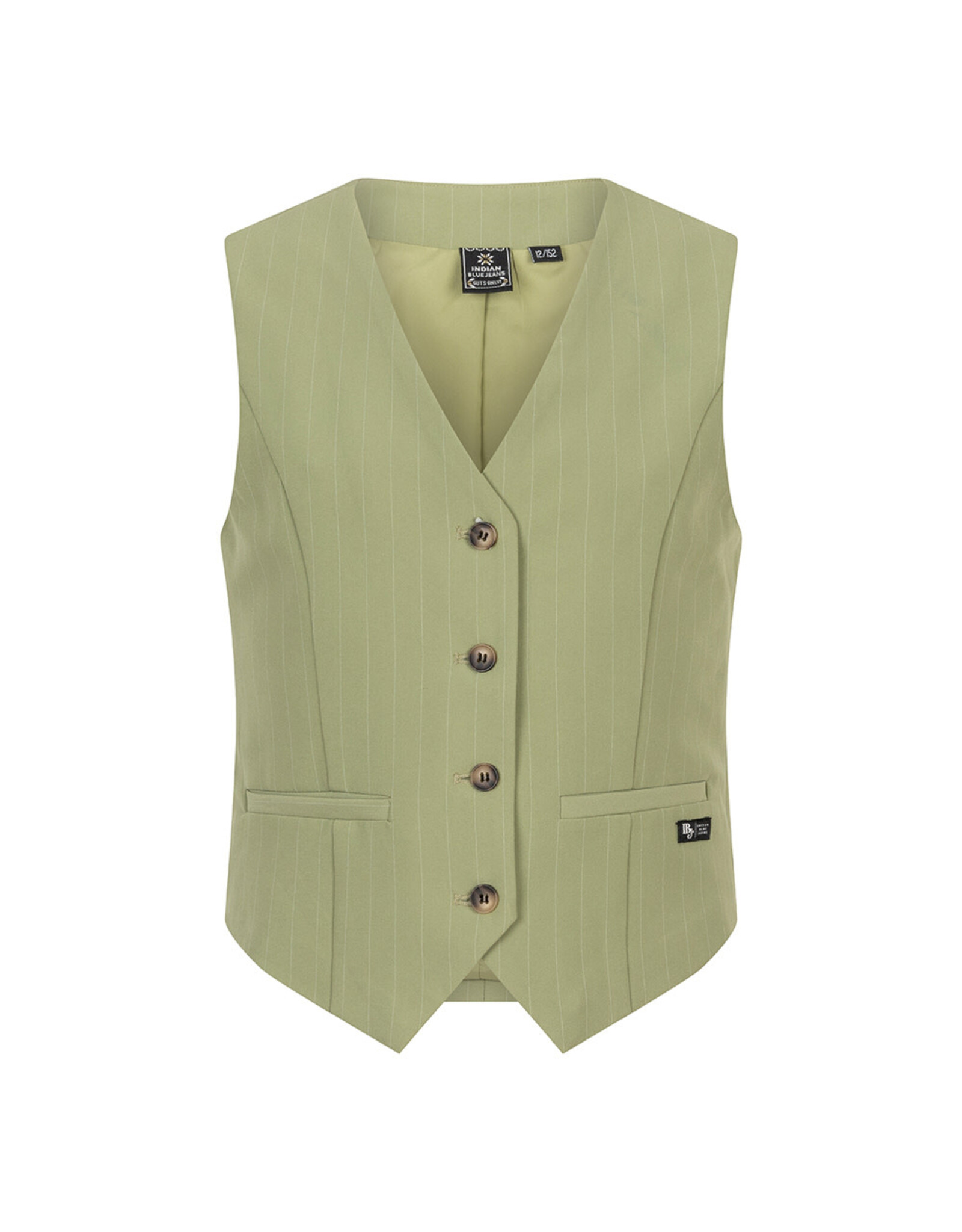 Indian Blue Jeans Gilet Pinstripe Light Pastel Green