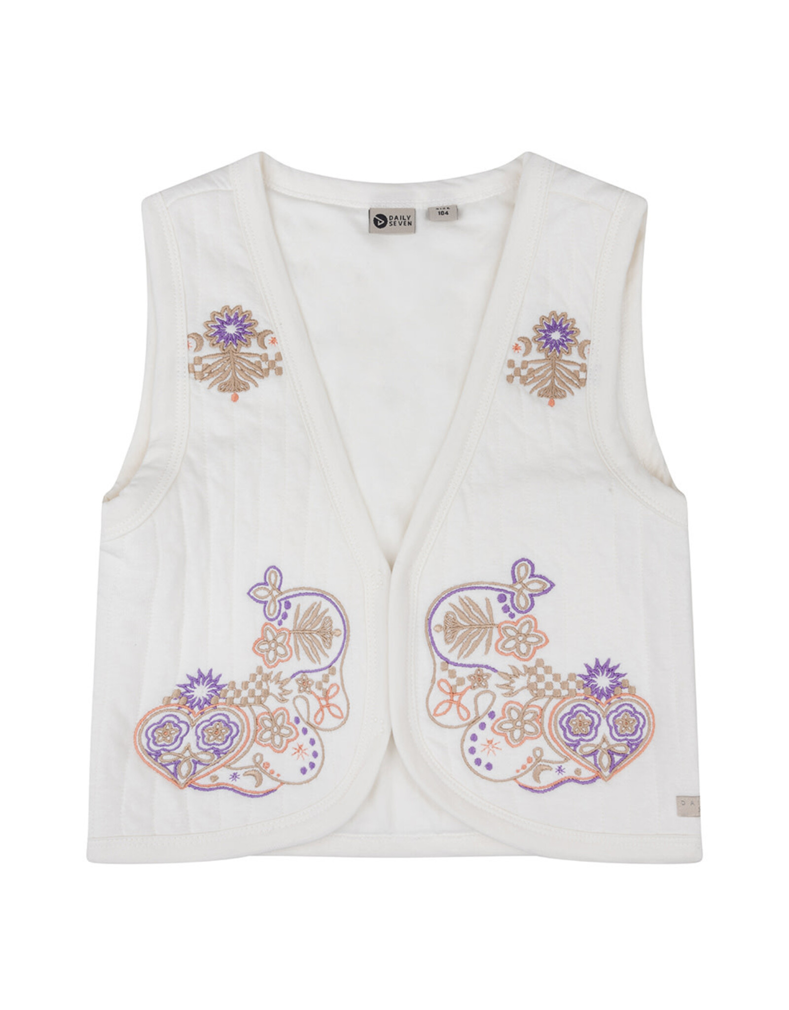 Daily7 Orgnic Padded EmbroideryGilet Off white