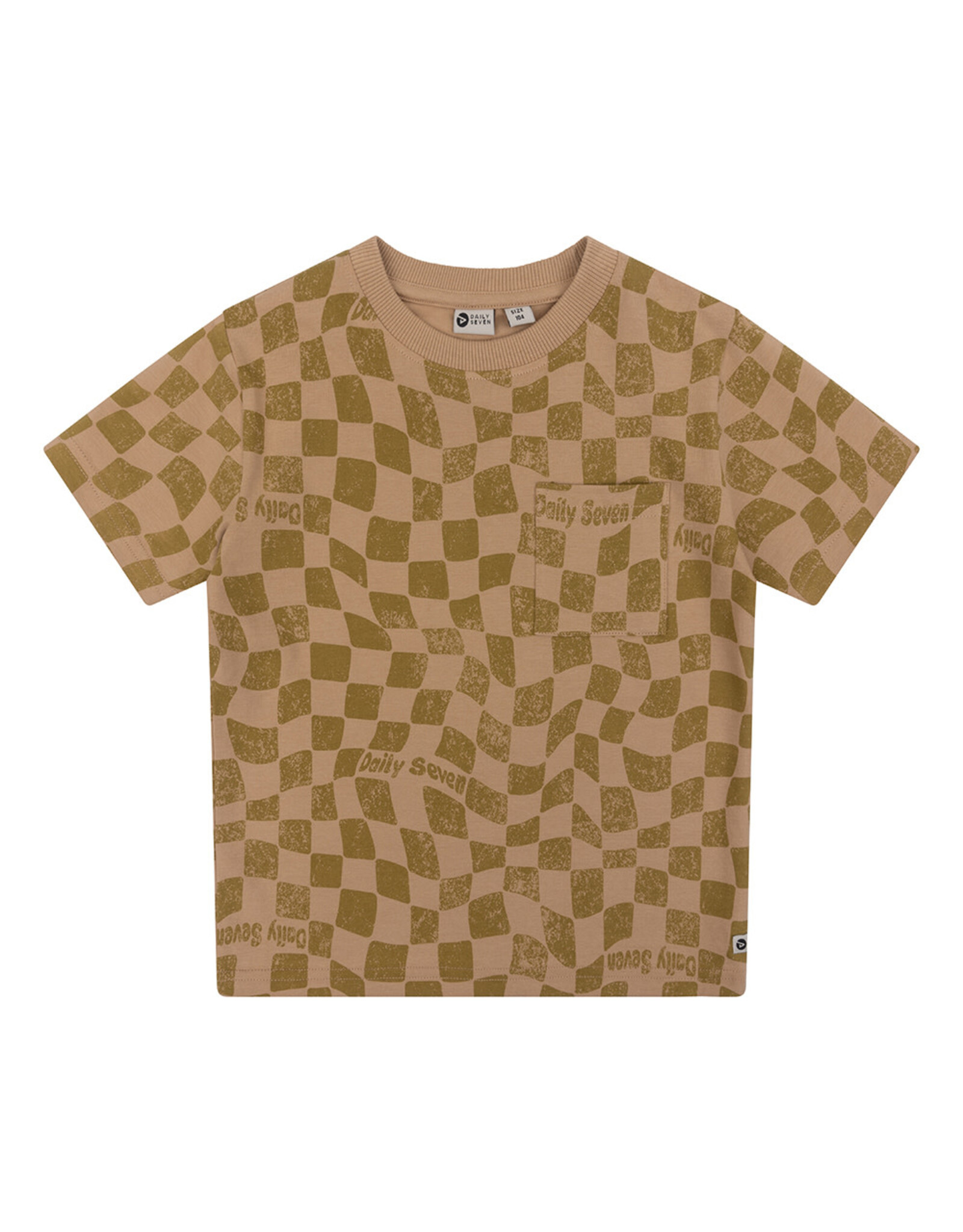 Daily7 Organic T-shirt Printed Square Camel sand