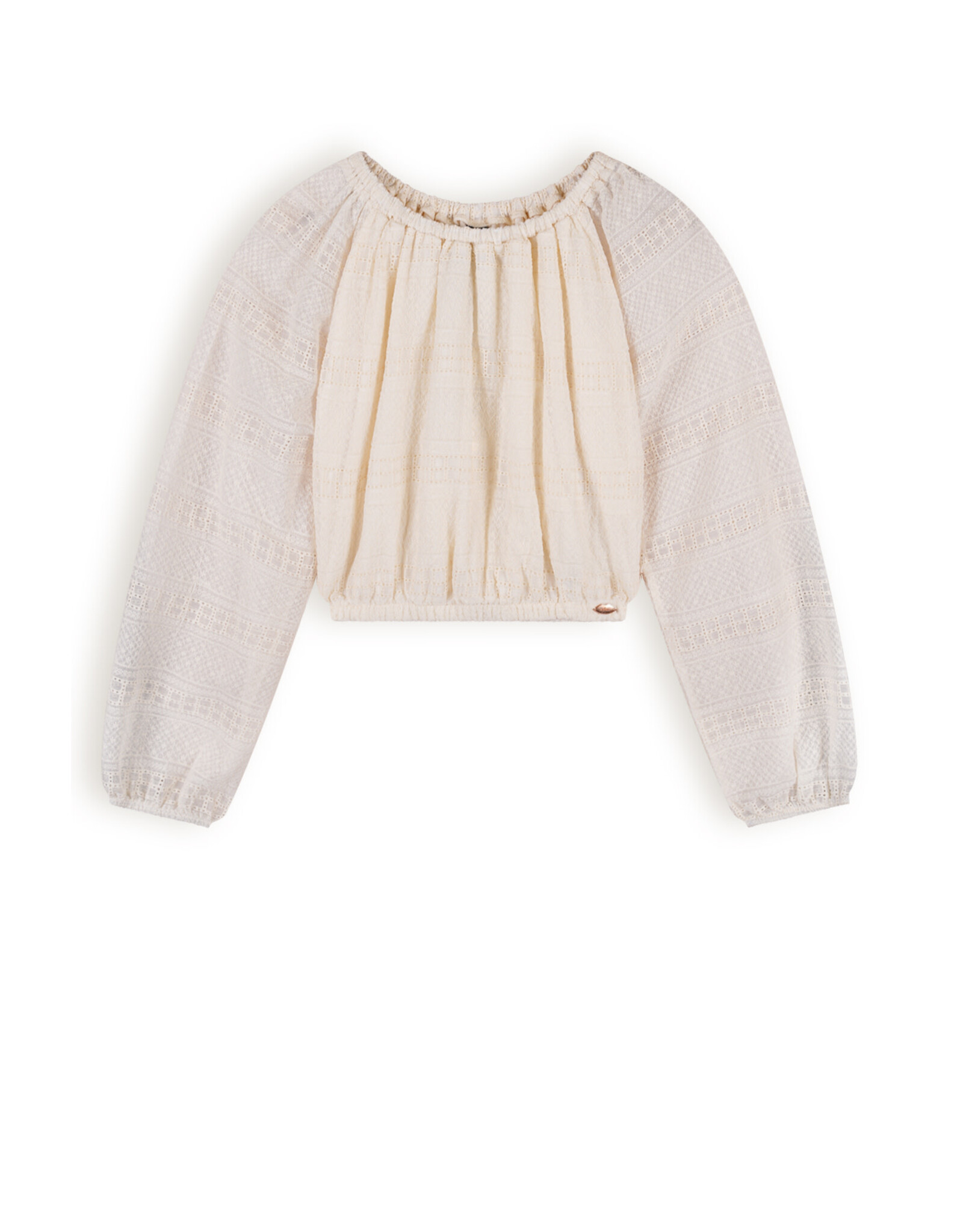 Nobell Timre Embroidered Chiffon Blouse Pearled Ivory