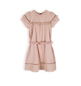 Nono NONO Moon Cotton stripe solid dress with belt 427 Sand blush