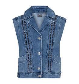 Indian Blue Jeans Denim  Gilet Embroidery Medium Denim