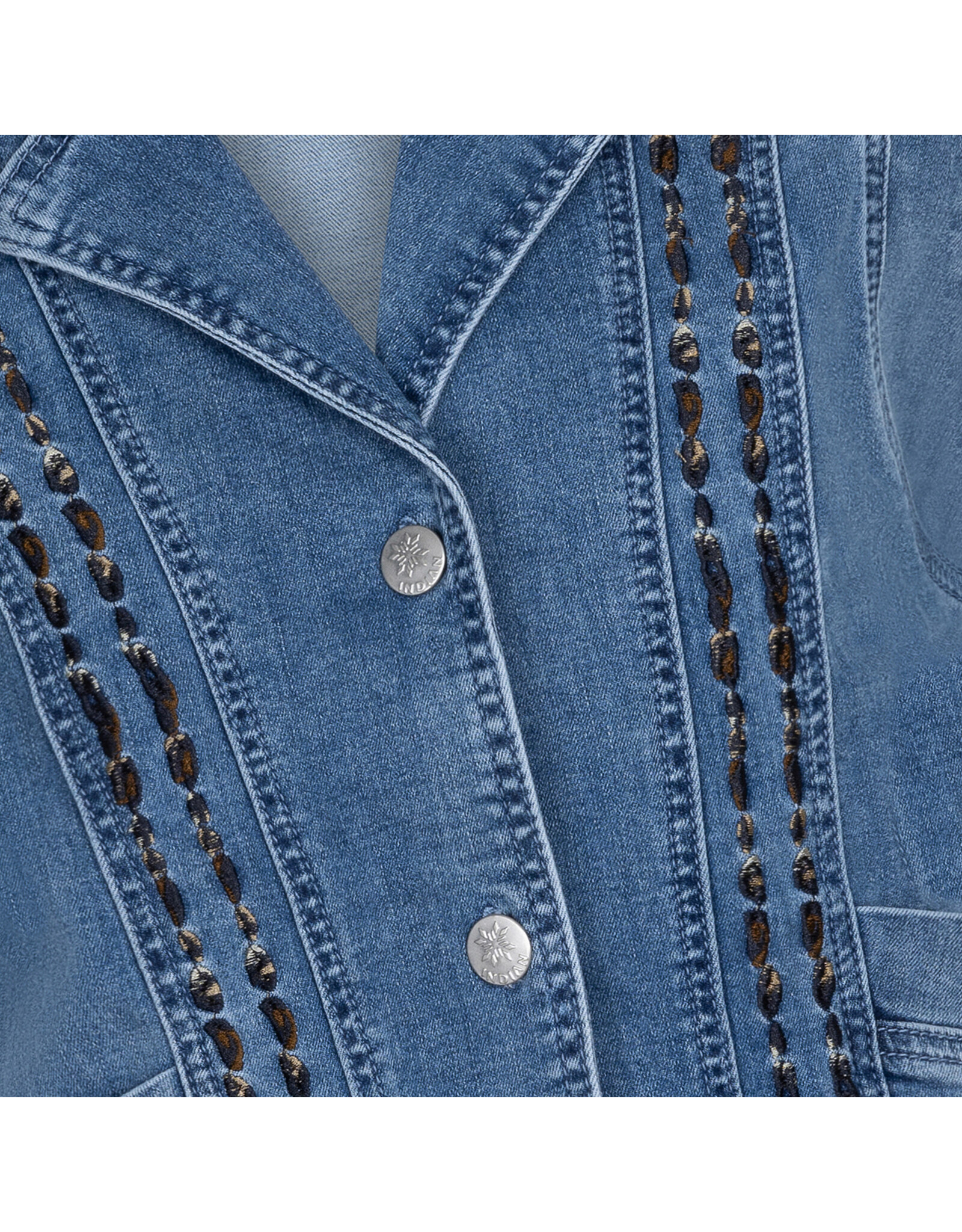 Indian Blue Jeans Denim  Gilet Embroidery Medium Denim