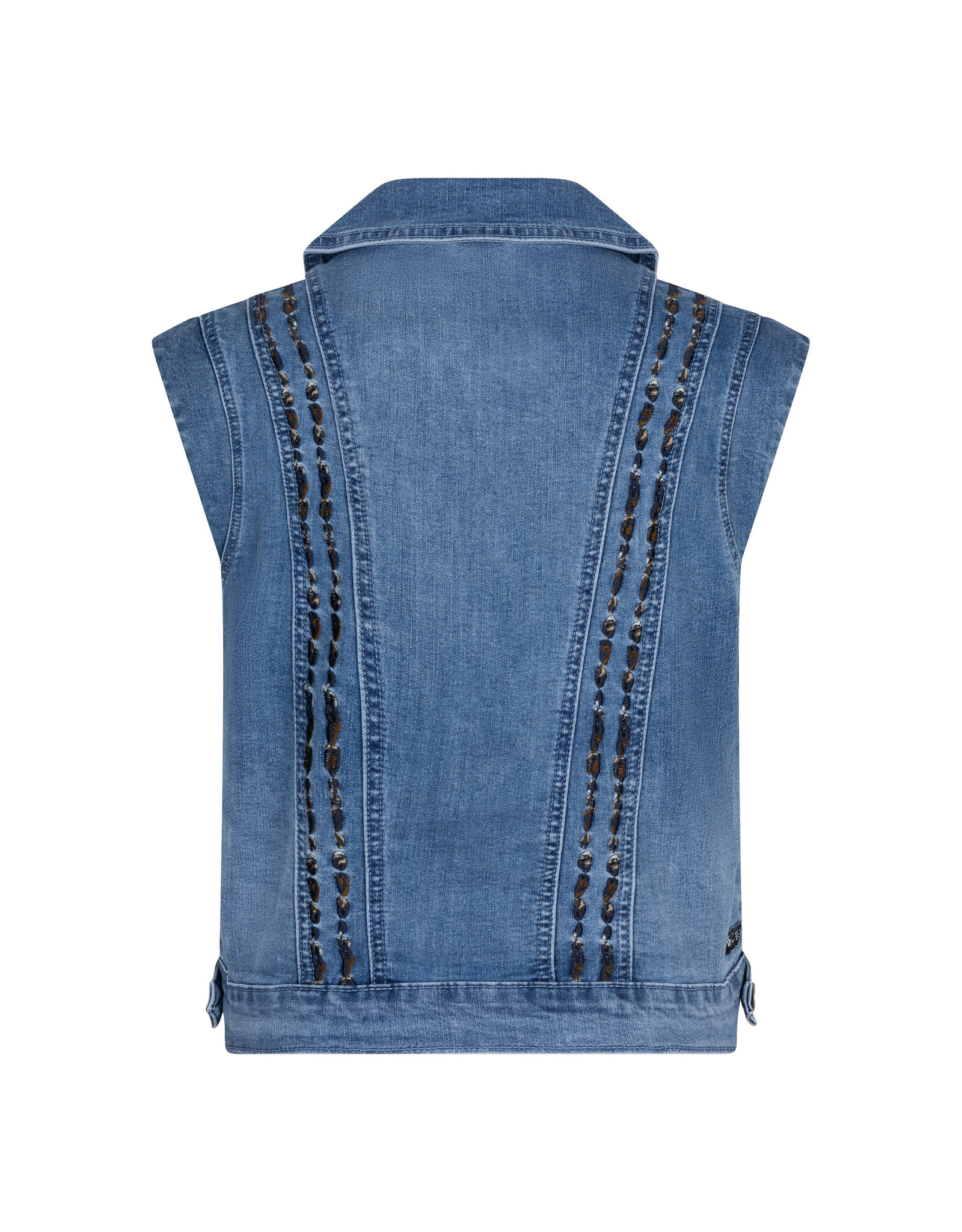 Indian Blue Jeans Denim  Gilet Embroidery Medium Denim