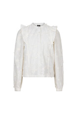 Indian Blue Jeans Flower Ruffle Shirt LS Lily White