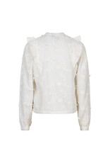 Indian Blue Jeans Flower Ruffle Shirt LS Lily White