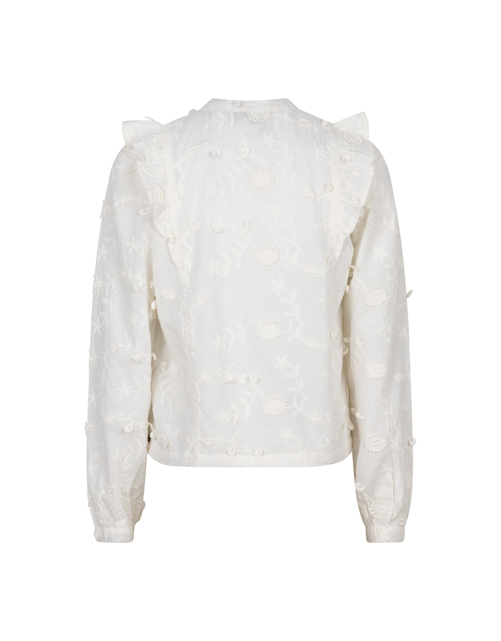 Indian Blue Jeans Flower Ruffle Shirt LS Lily White