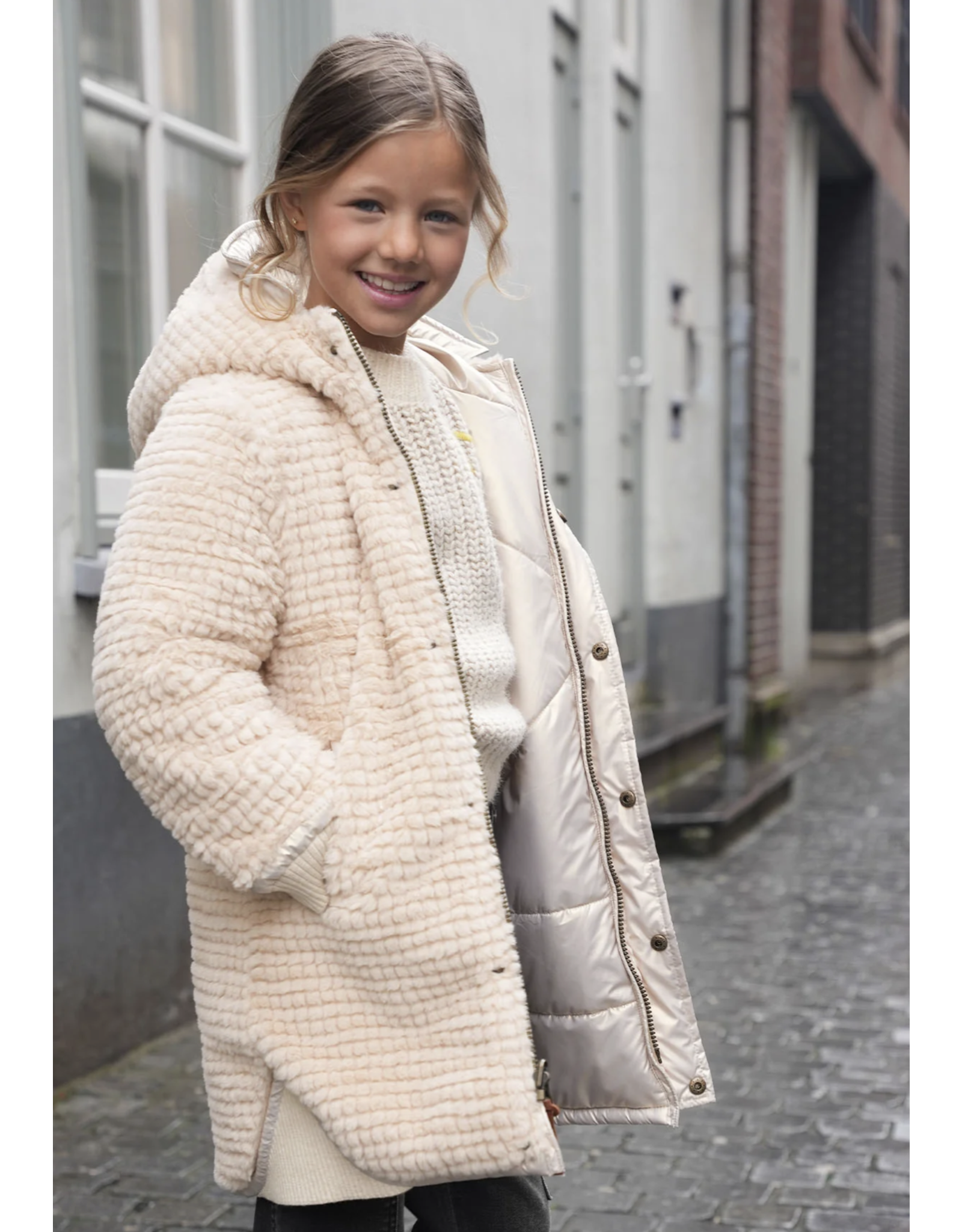 Like Flo Ariana Flo girls reversible hooded long jacket Metallic lt. Gold