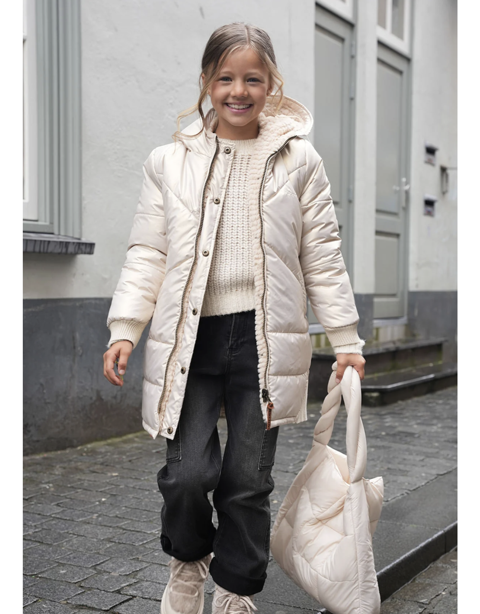 Like Flo Ariana Flo girls reversible hooded long jacket Metallic lt. Gold