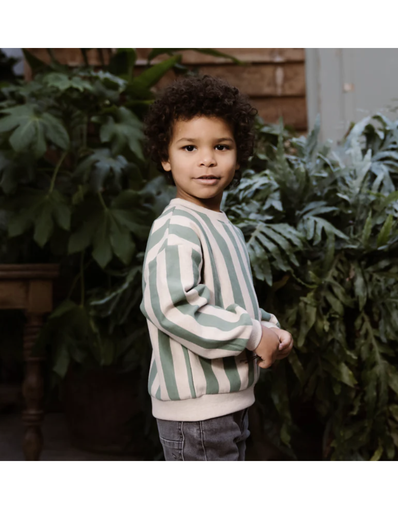 Daily7 Sweater Oversized Stripe Slate Green W24