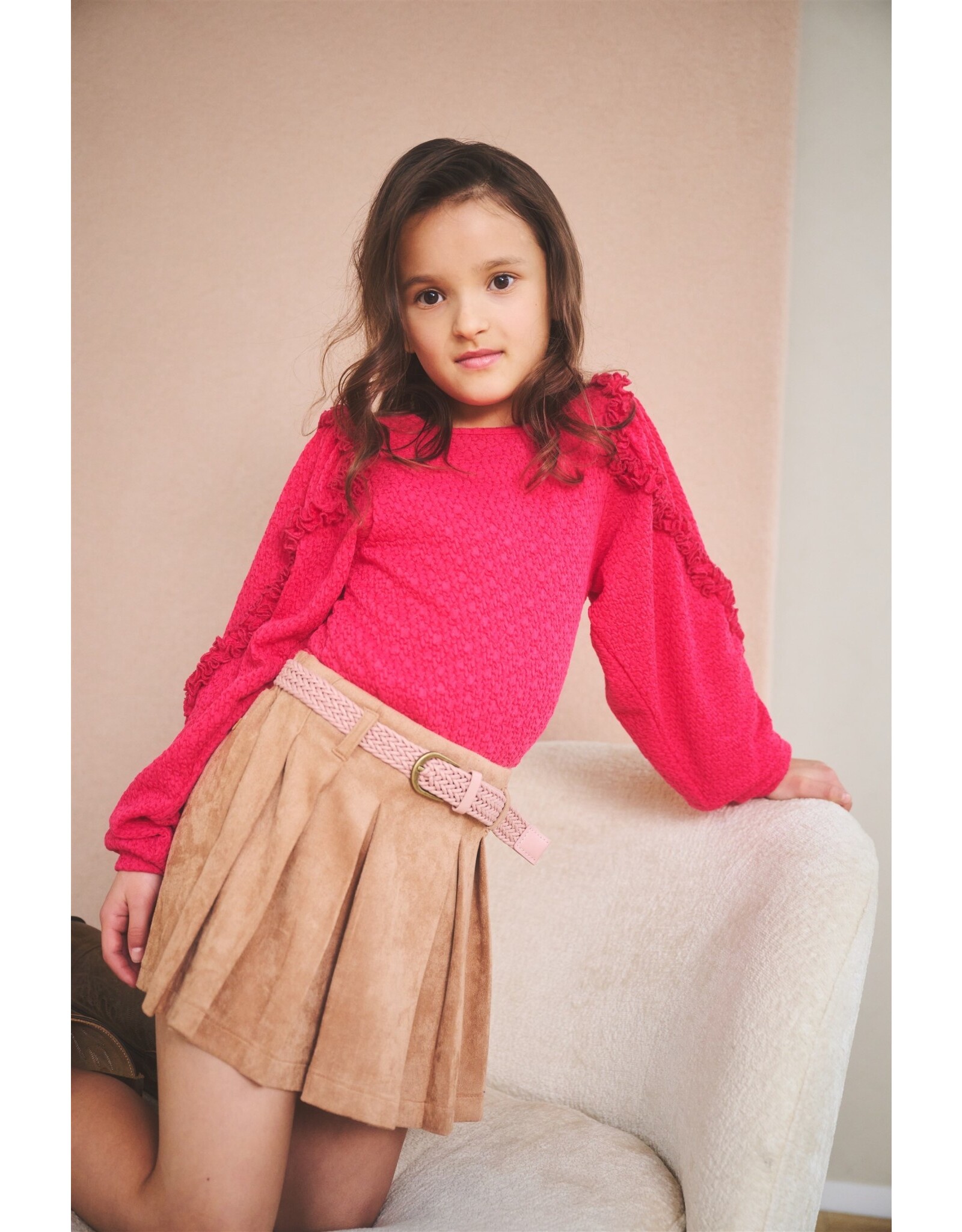 Nono Sella suede skort with belt Taupe