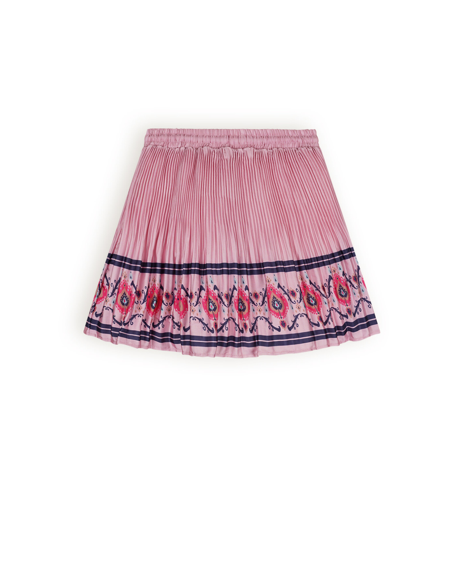 Nono Nulan plissee satin skirt with border print Vintage Rose