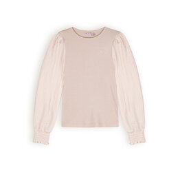 Nono Kirza rib jersey tshirt with woven sleeves Pearled Ivory