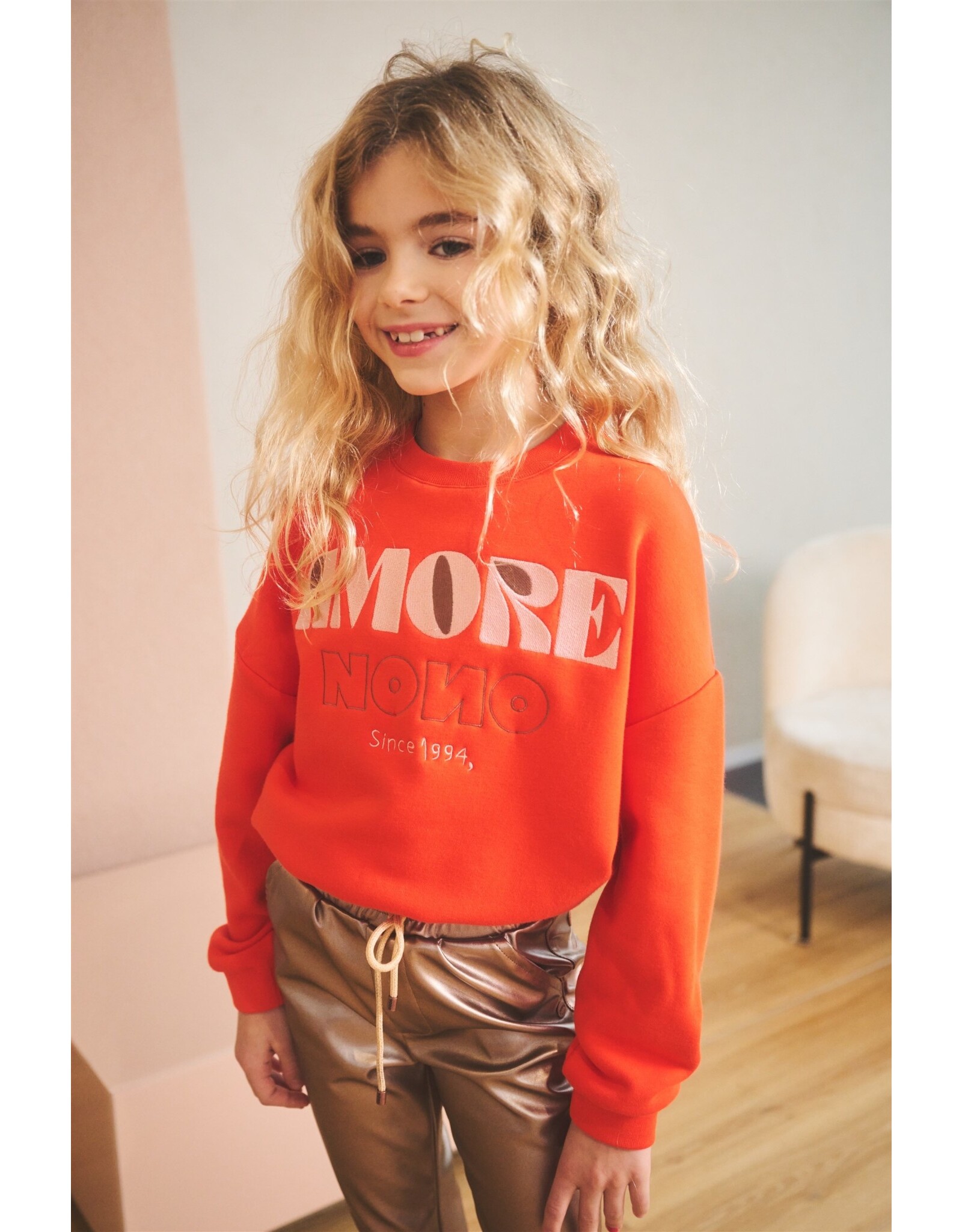 Nono Konono logo sweater in soft furry sweat Flame Red