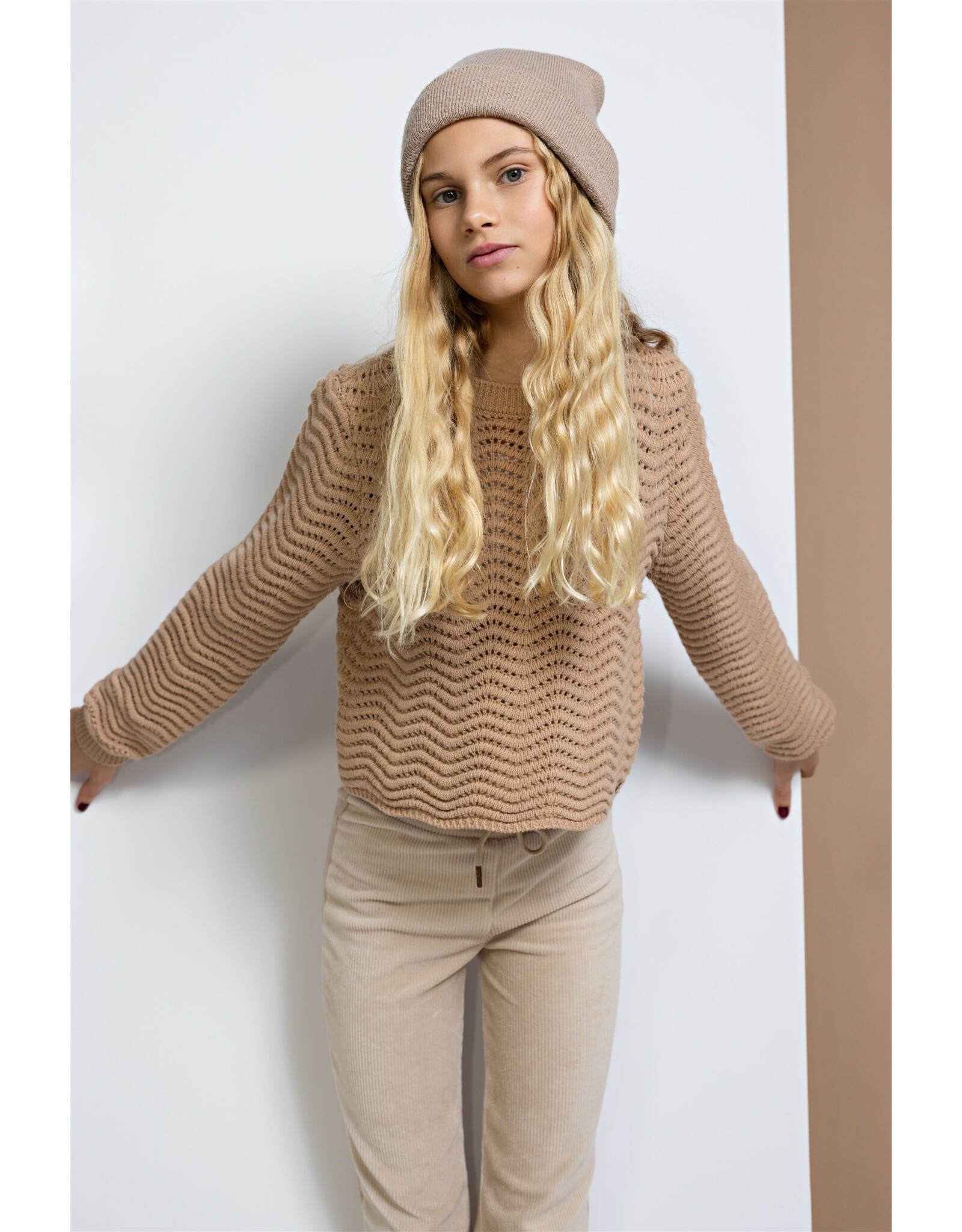 Nobell Kela wave pattern knitted sweater Pearled Ivory