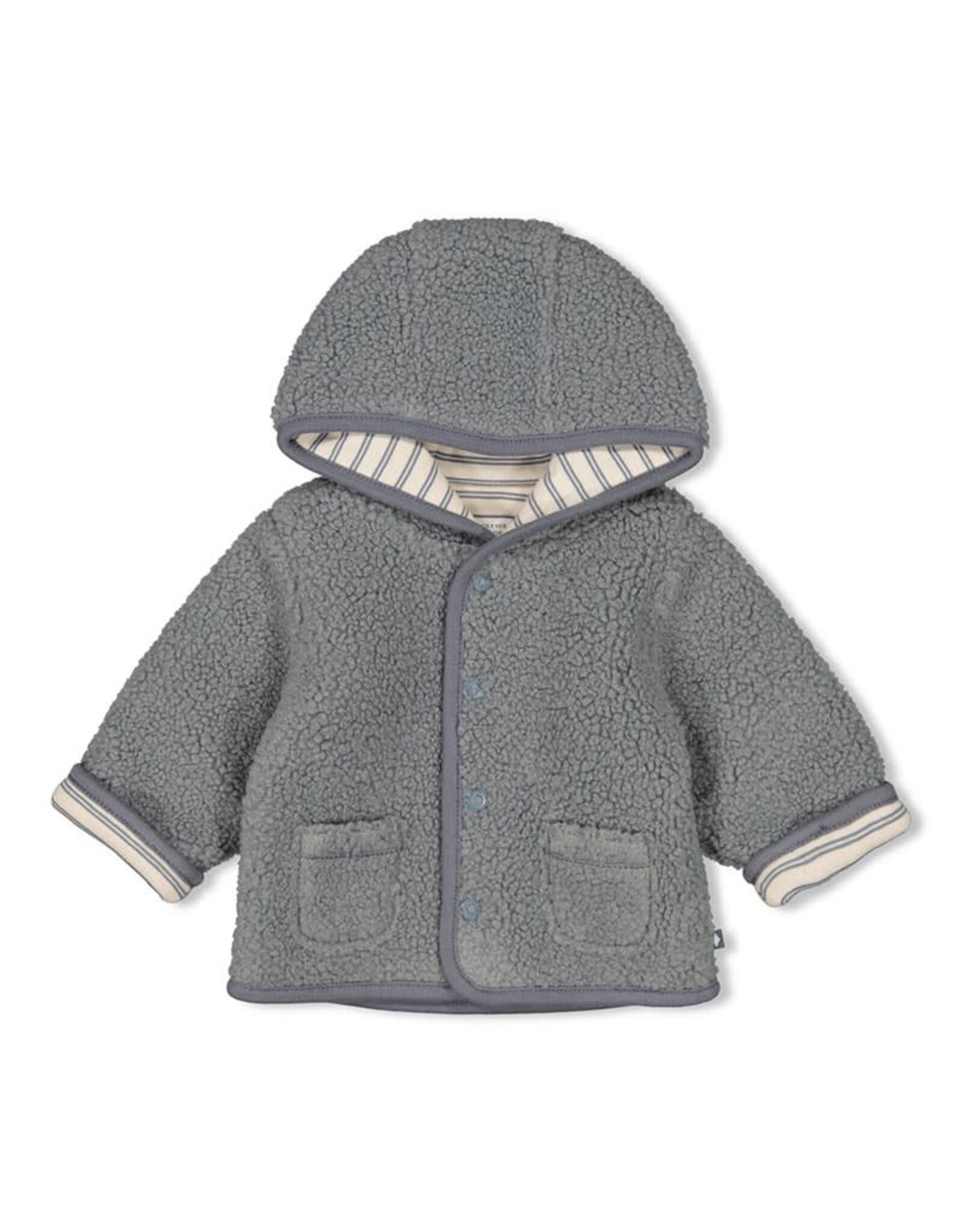 Feetje Bouclé omkeerbaar jasje met capuchon - Forever Bestie Blauw 56