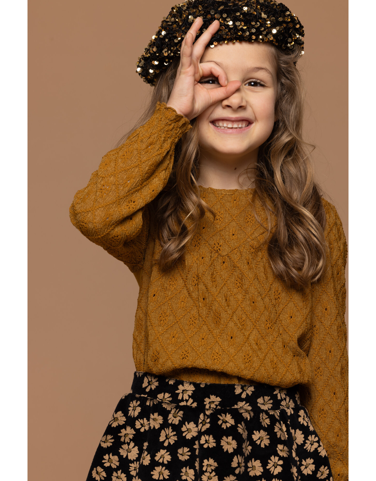 Little Looxs Little lace top wide Ochre yellow