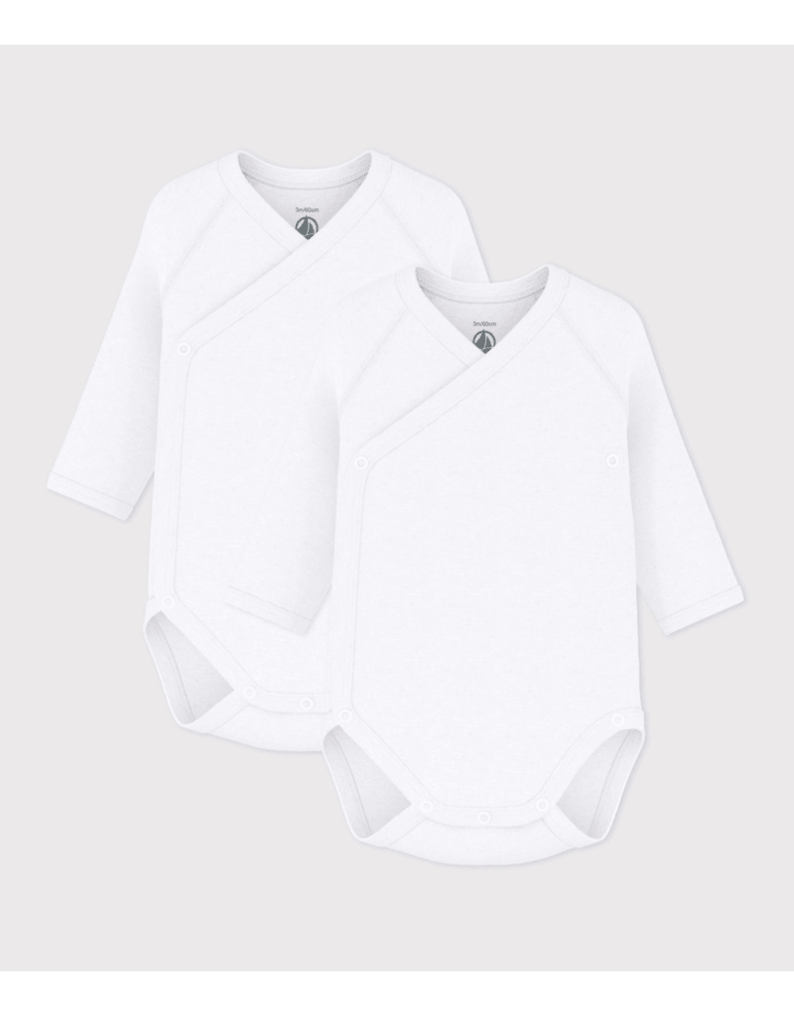 Petit Bateau 2 BODIES NAISS ML white   varianN46