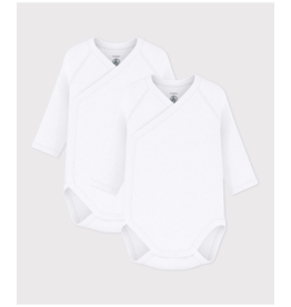 Petit Bateau 2 BODIES NAISS ML white   varianN46