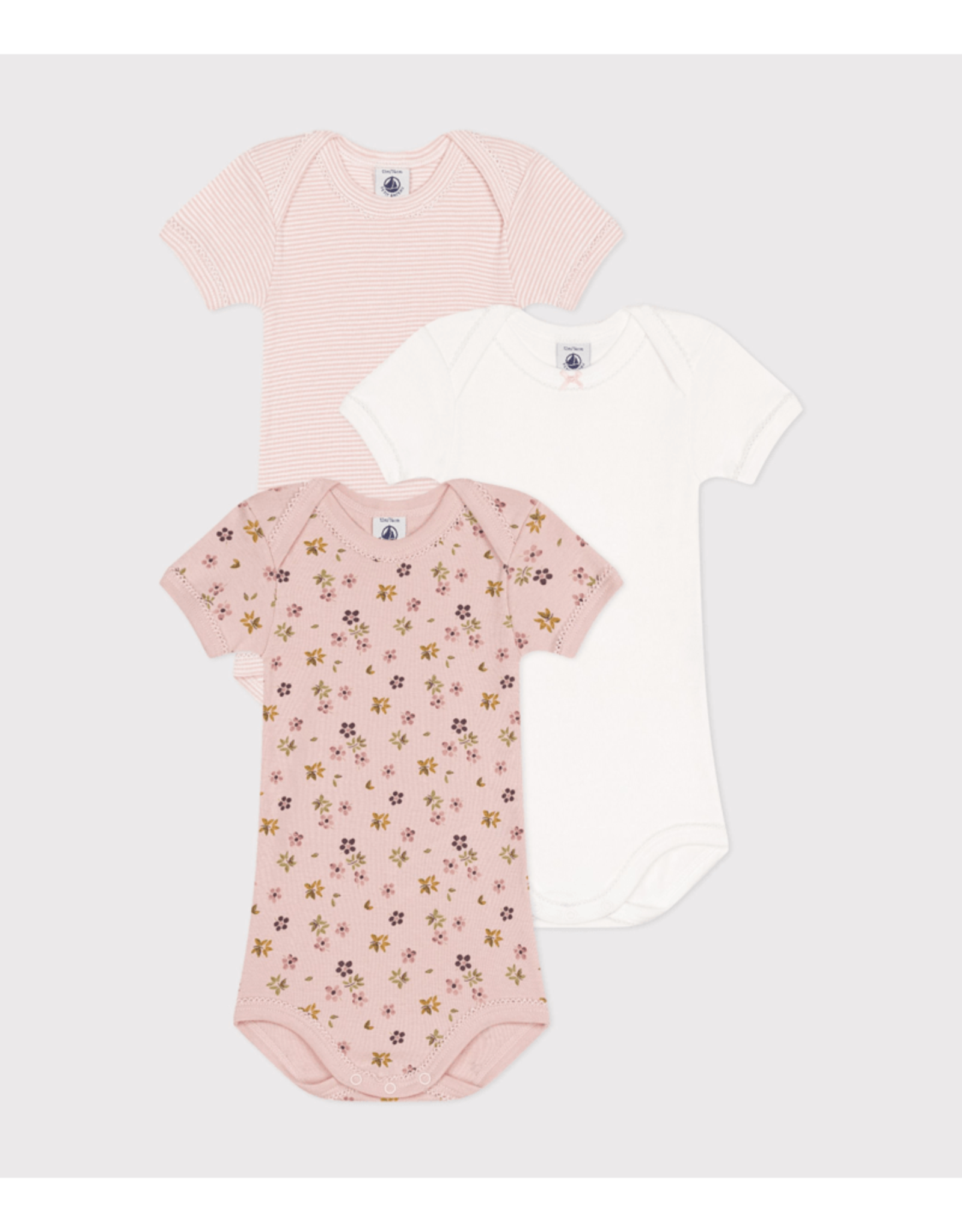 Petit Bateau 3 BODIES US MC roze     varian24M