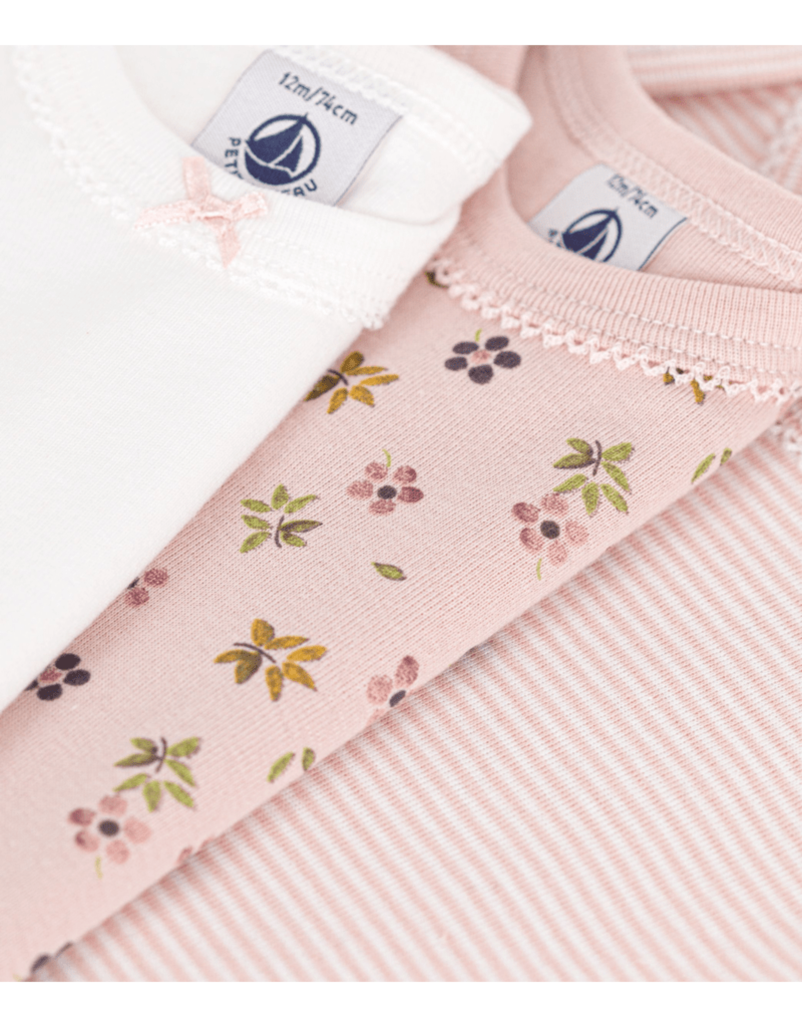 Petit Bateau 3 BODIES US MC roze     varian24M