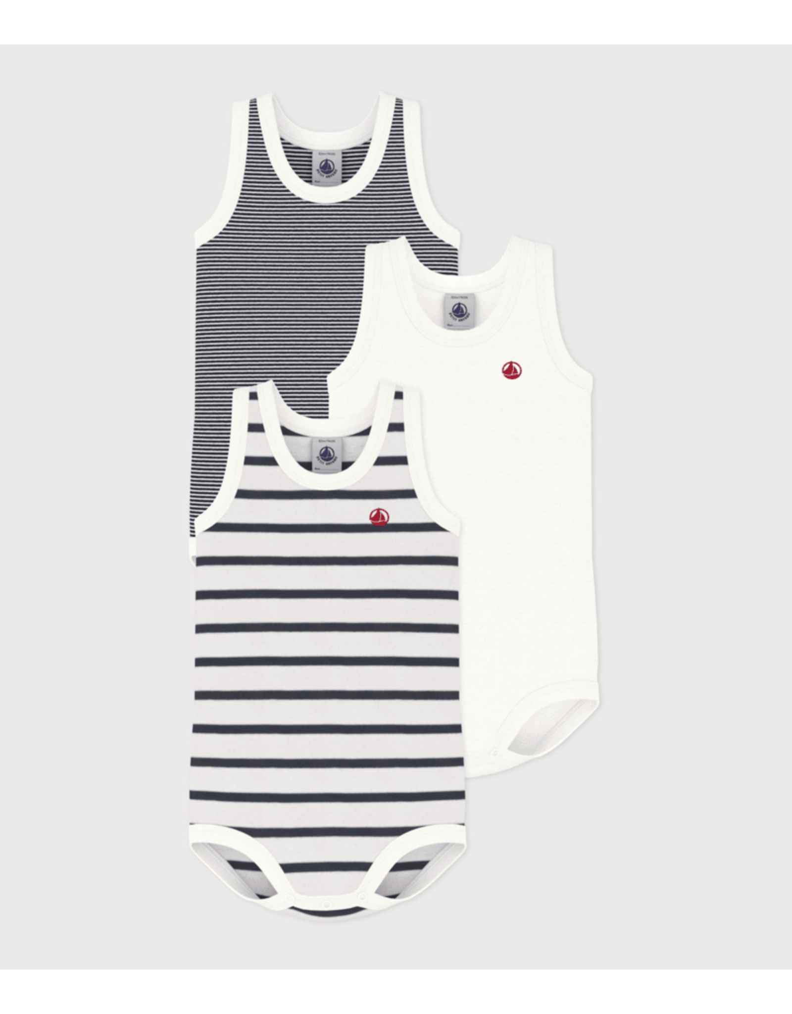 Petit Bateau 3 BODIES SM stripe        varian24M