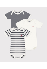 Petit Bateau 3 BODIES US MC stripe     varian18M