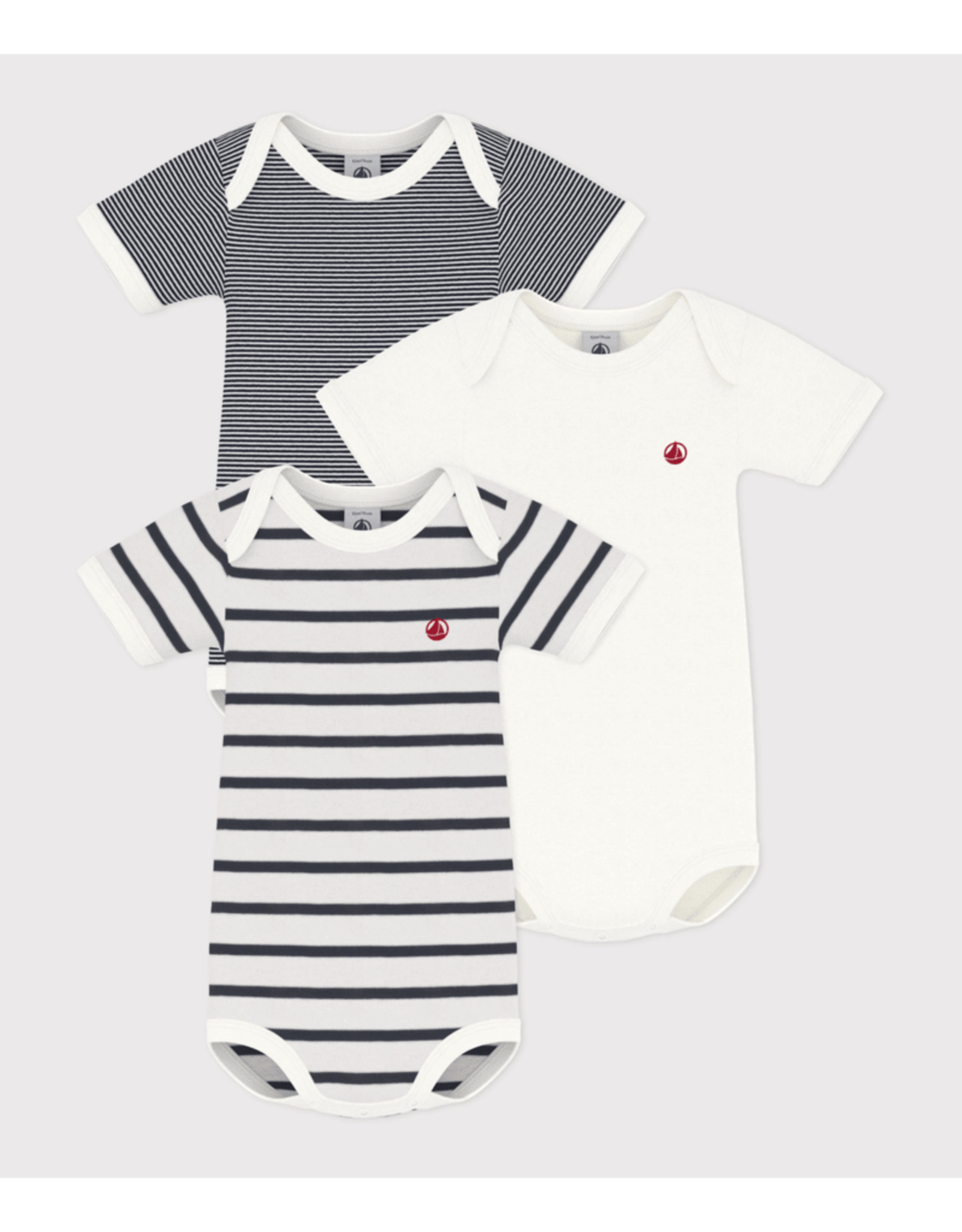 Petit Bateau 3 BODIES US MC stripe     varian3M