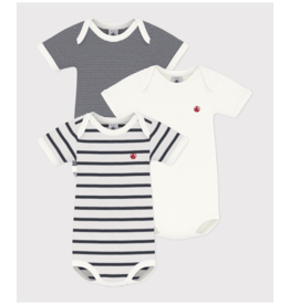 Petit Bateau 3 BODIES US MC stripe    varian6M