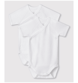 Petit Bateau 2 BODIES NAISS MC white  varian6M