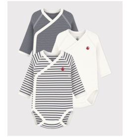 Petit Bateau 3 BODIES NAISS ML mix  varian3M