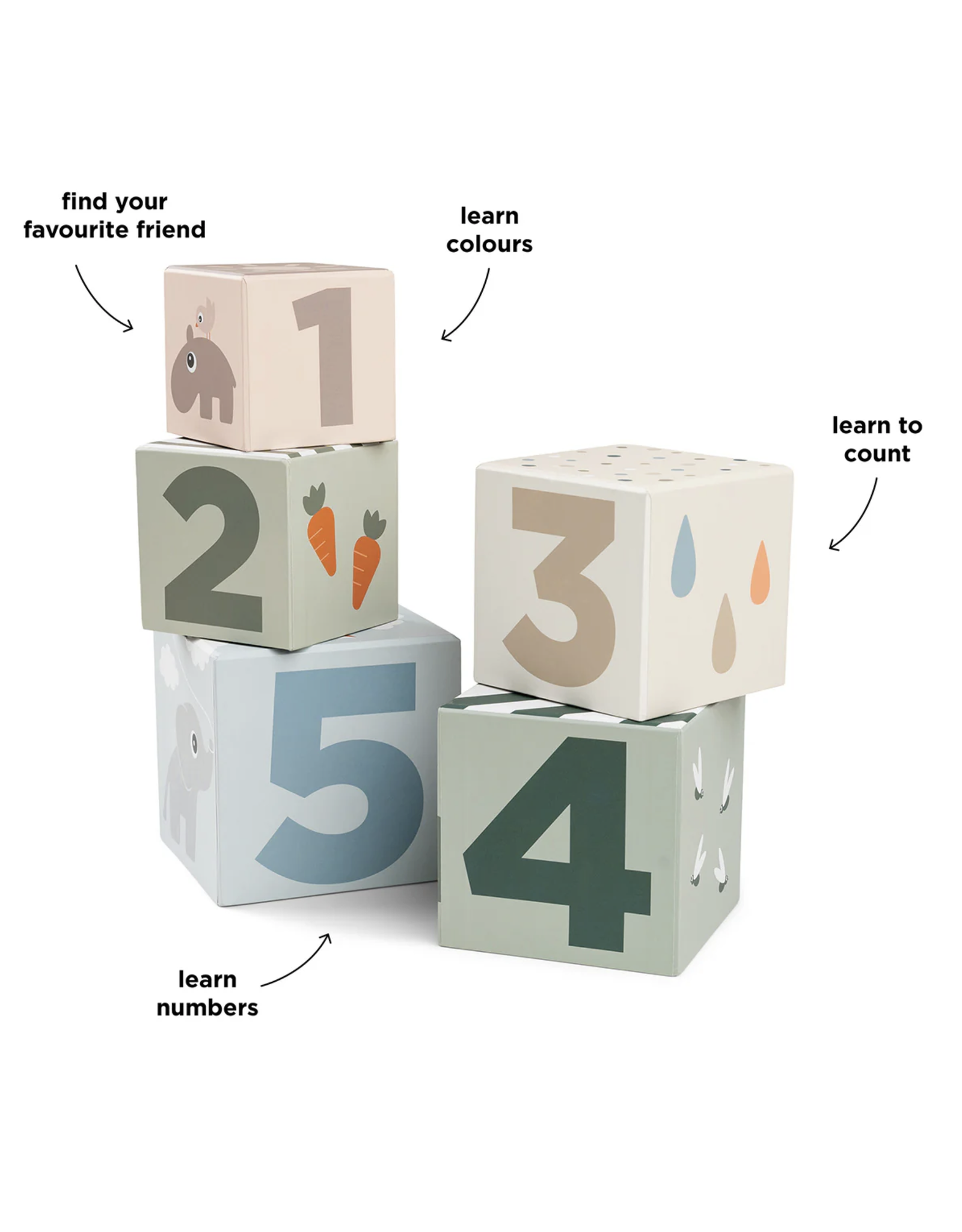 Done by Deer Stacking cubes 5 pcs Deer friends Colour mix