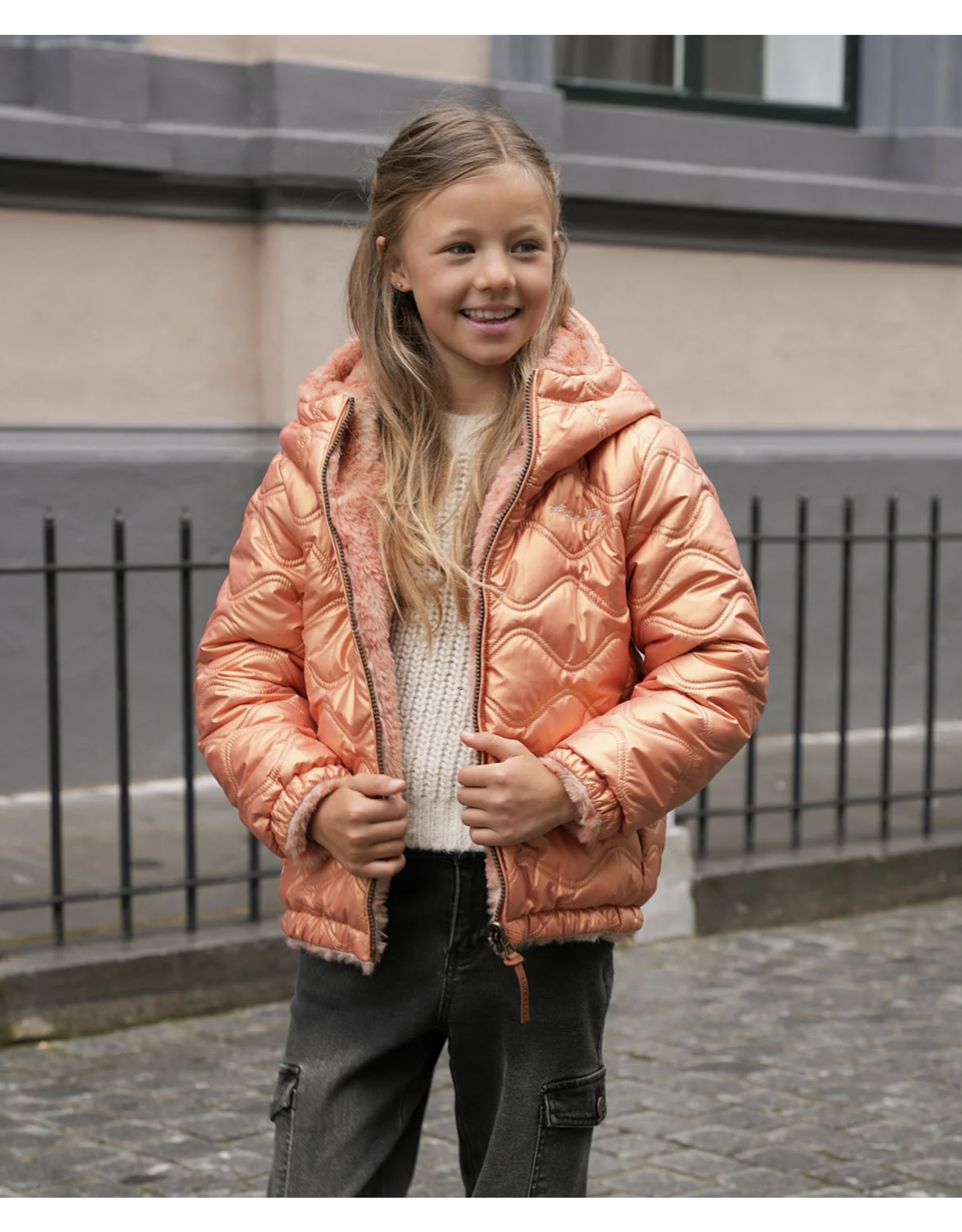 Like Flo Aimee Flo girls reversible hooded jacket Warm orange