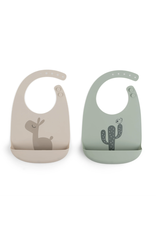 Done by Deer Silicone bib 2-pack Lalee Sand/Green Done by Deer Silicone bib 2-pack Lalee Sand/Green