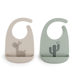 Done by Deer Silicone bib 2-pack Lalee Sand/Green