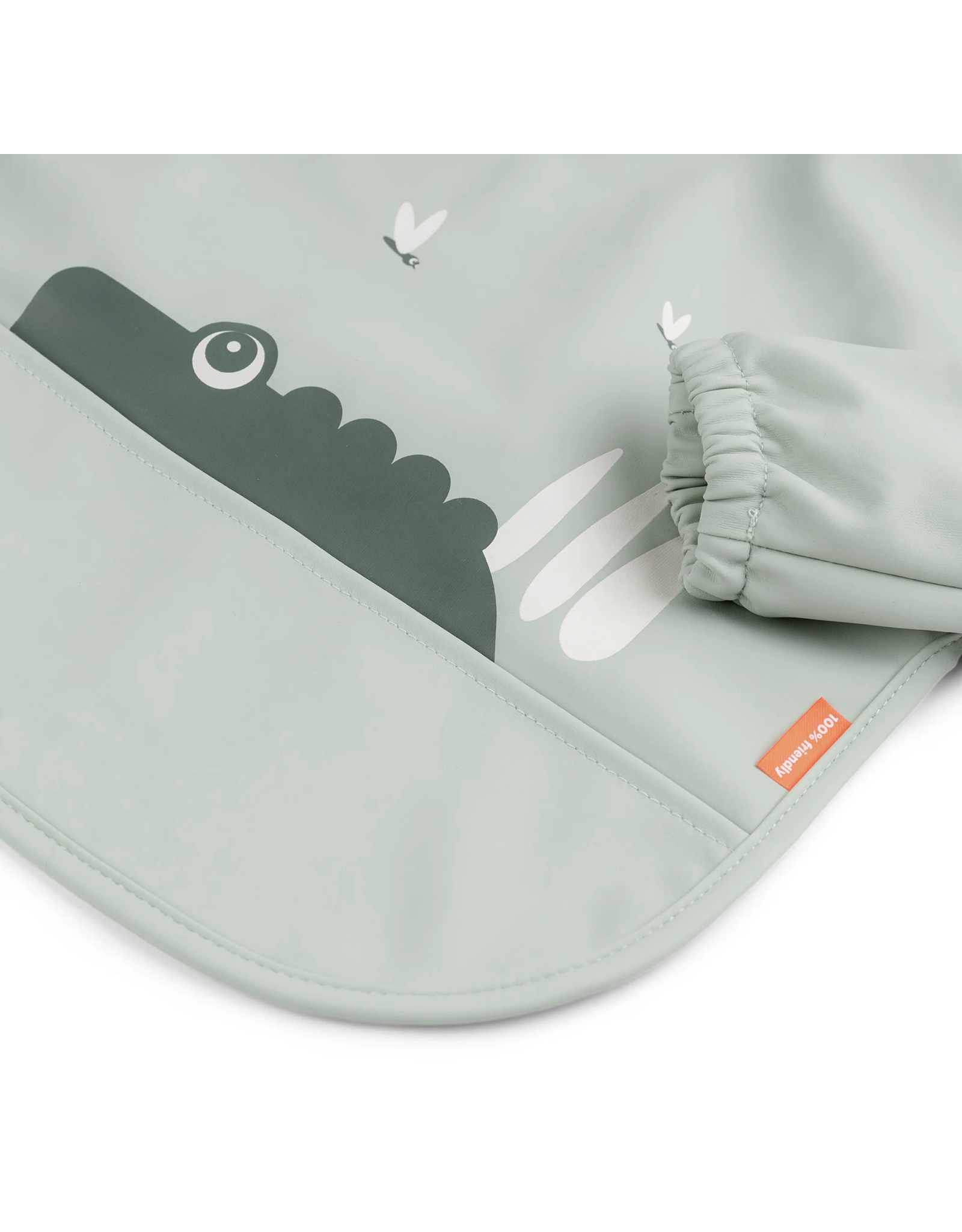 Done by Deer Sleeved pocket bib Croco Green