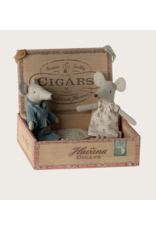 Maileg Mum and dad mice in cigarbox