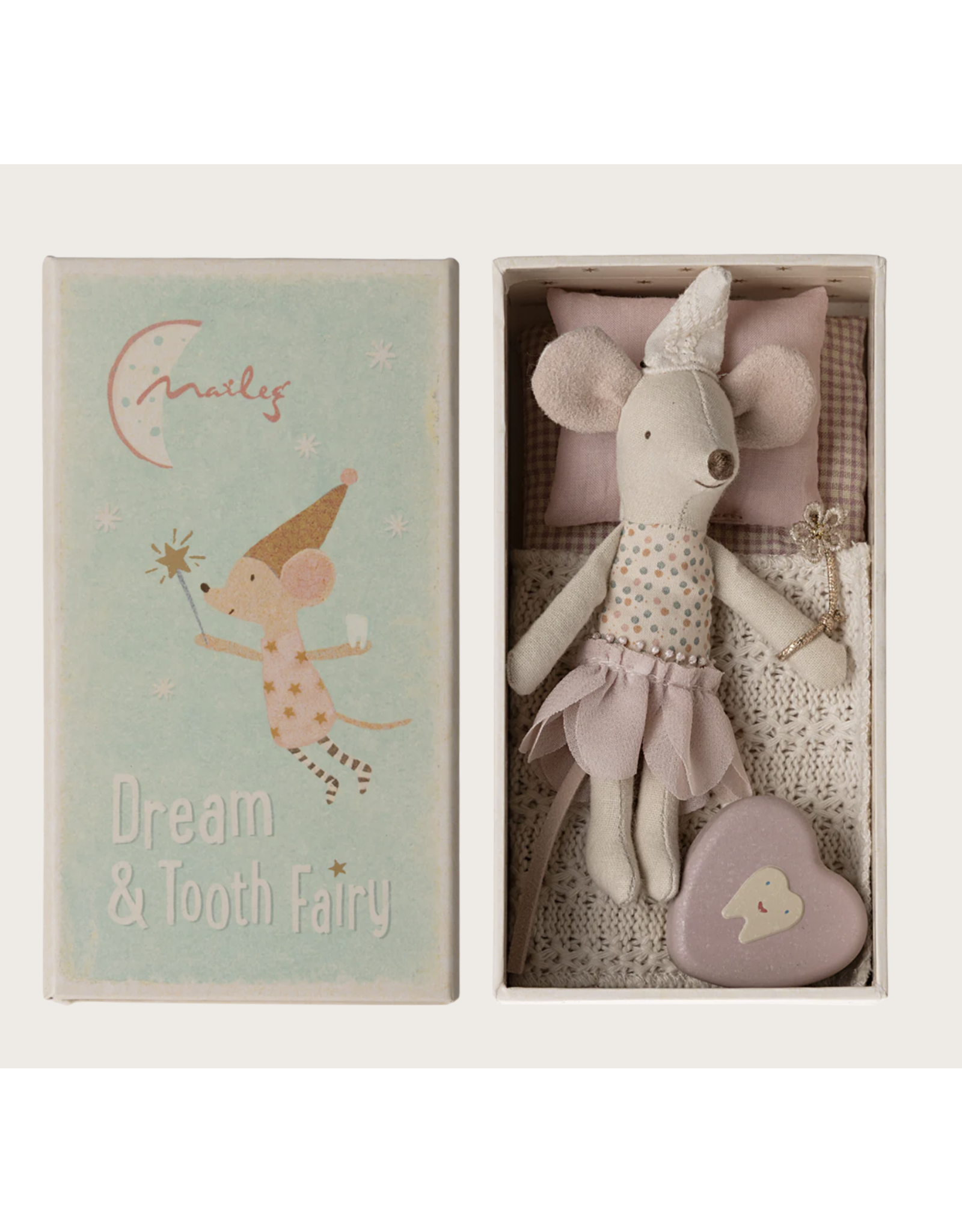 Maileg Tooth fairy mouse, Little sister in matchbox