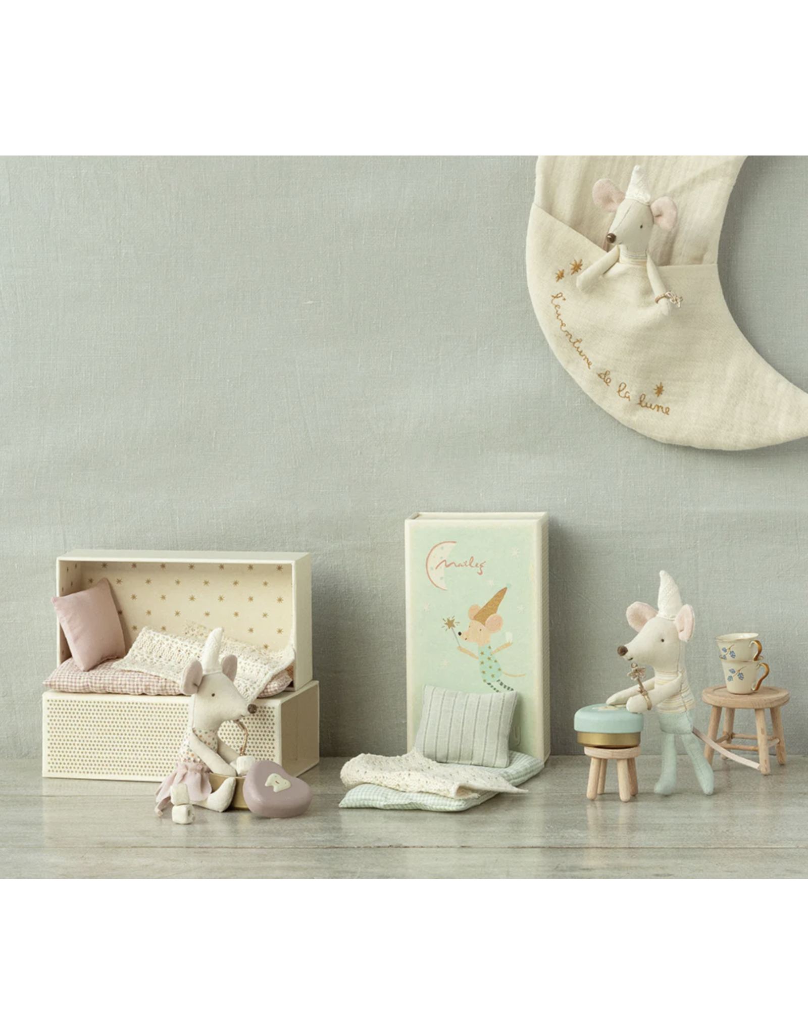 Maileg Tooth fairy mouse, Little sister in matchbox