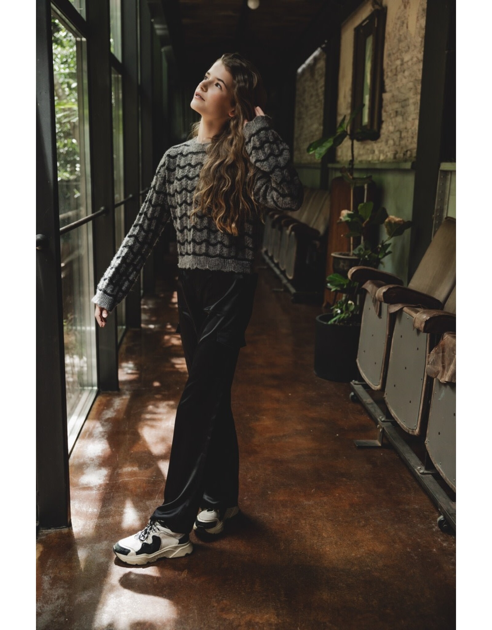 Looxs 10sixteen satin cargo pants black