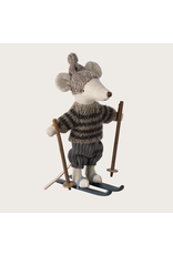 Maileg Winter mouse with ski set Big brother Grey