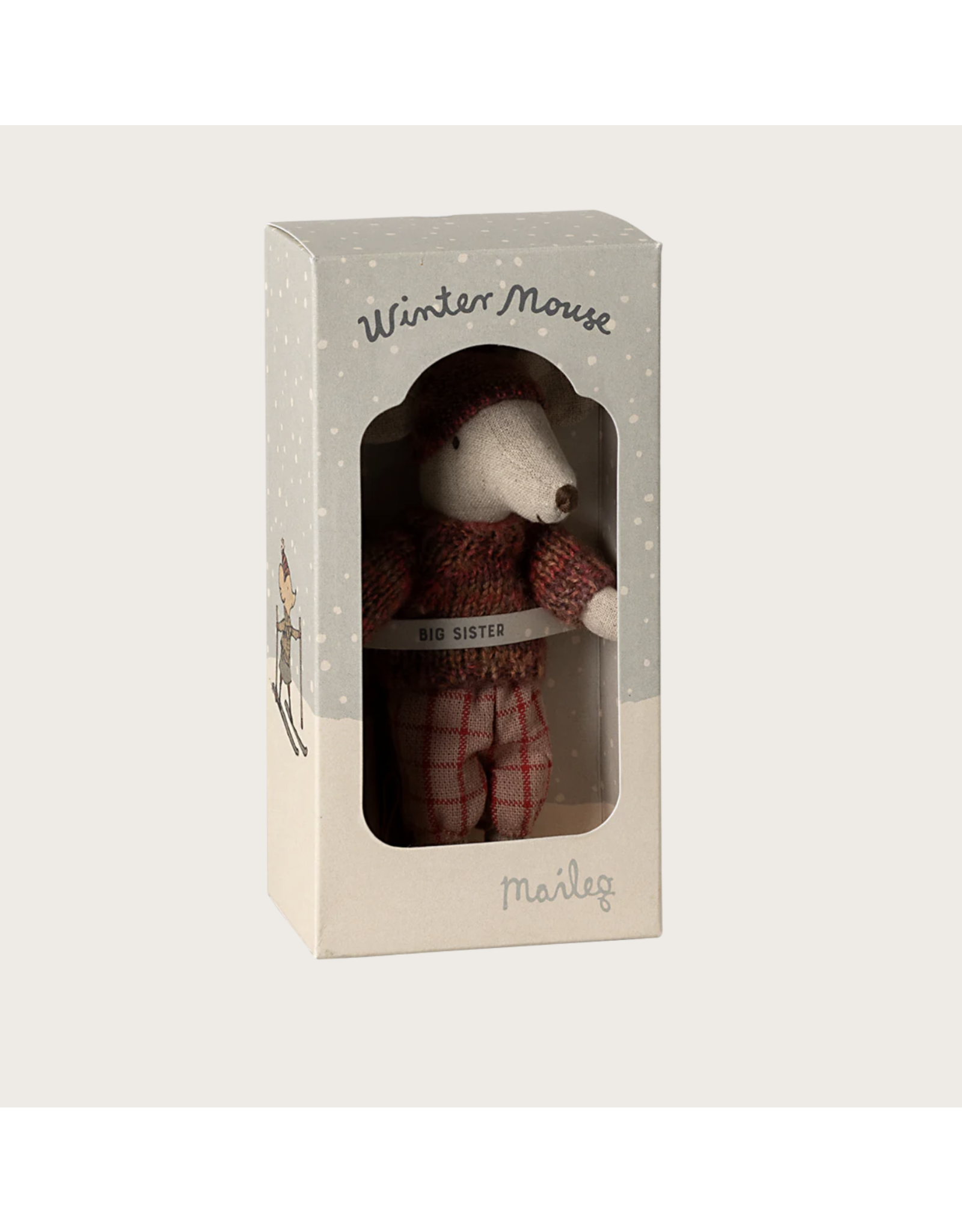 Maileg Winter mouse with ski set Big sister Rose