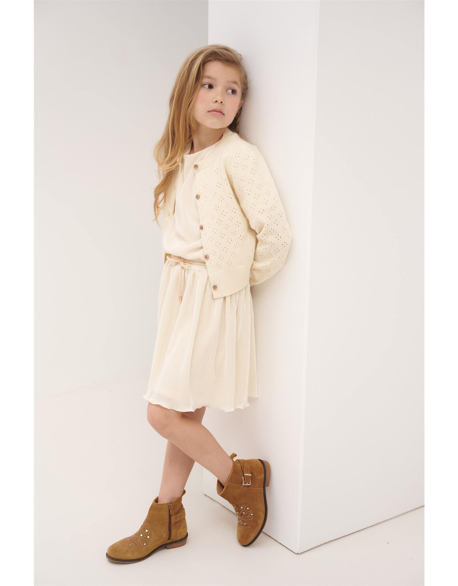 Nono Alia ajour knitted cardigan Pearled Ivory