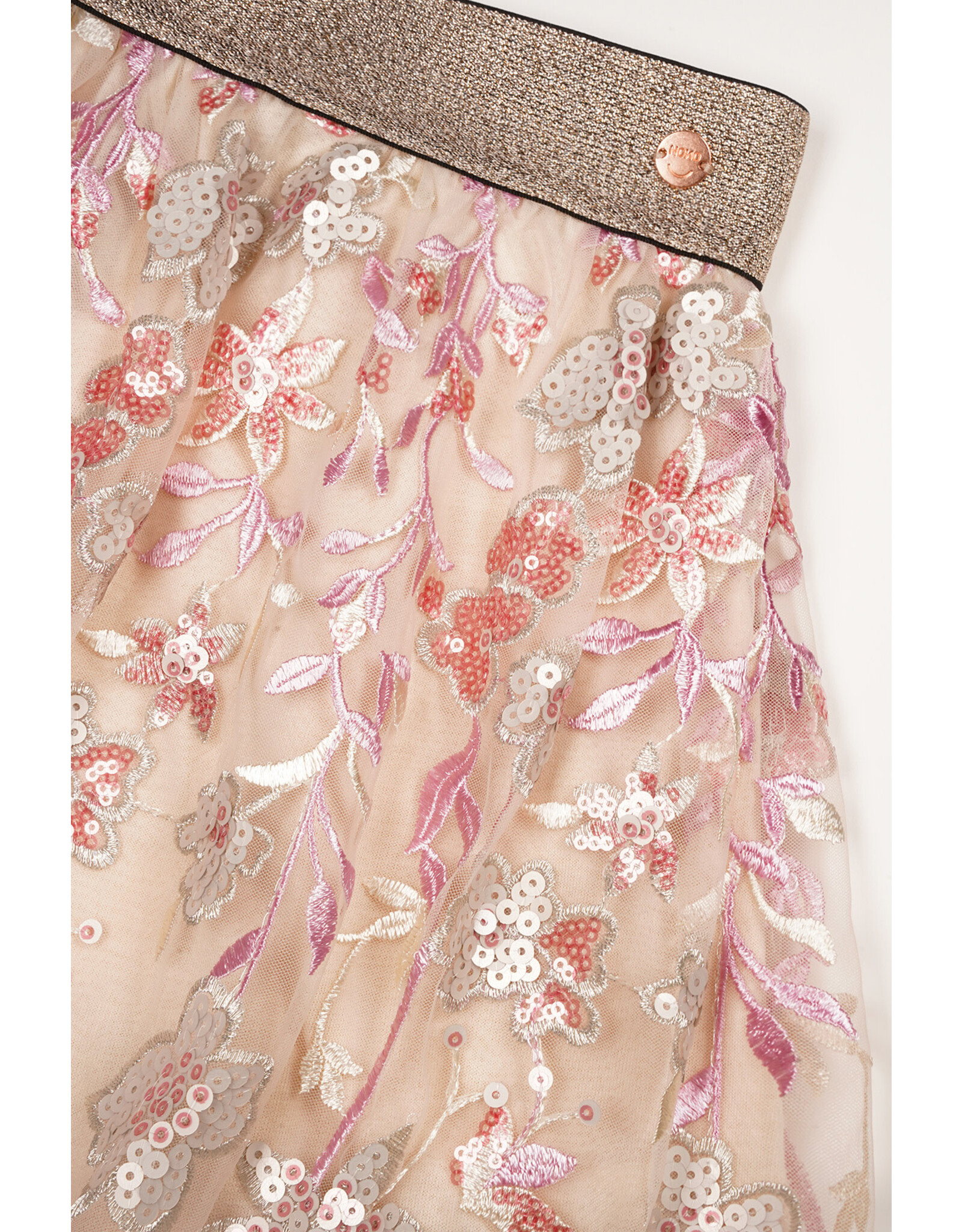 Nono Nele Embroidered Sequins Mesh Skirt Sparkle Rose