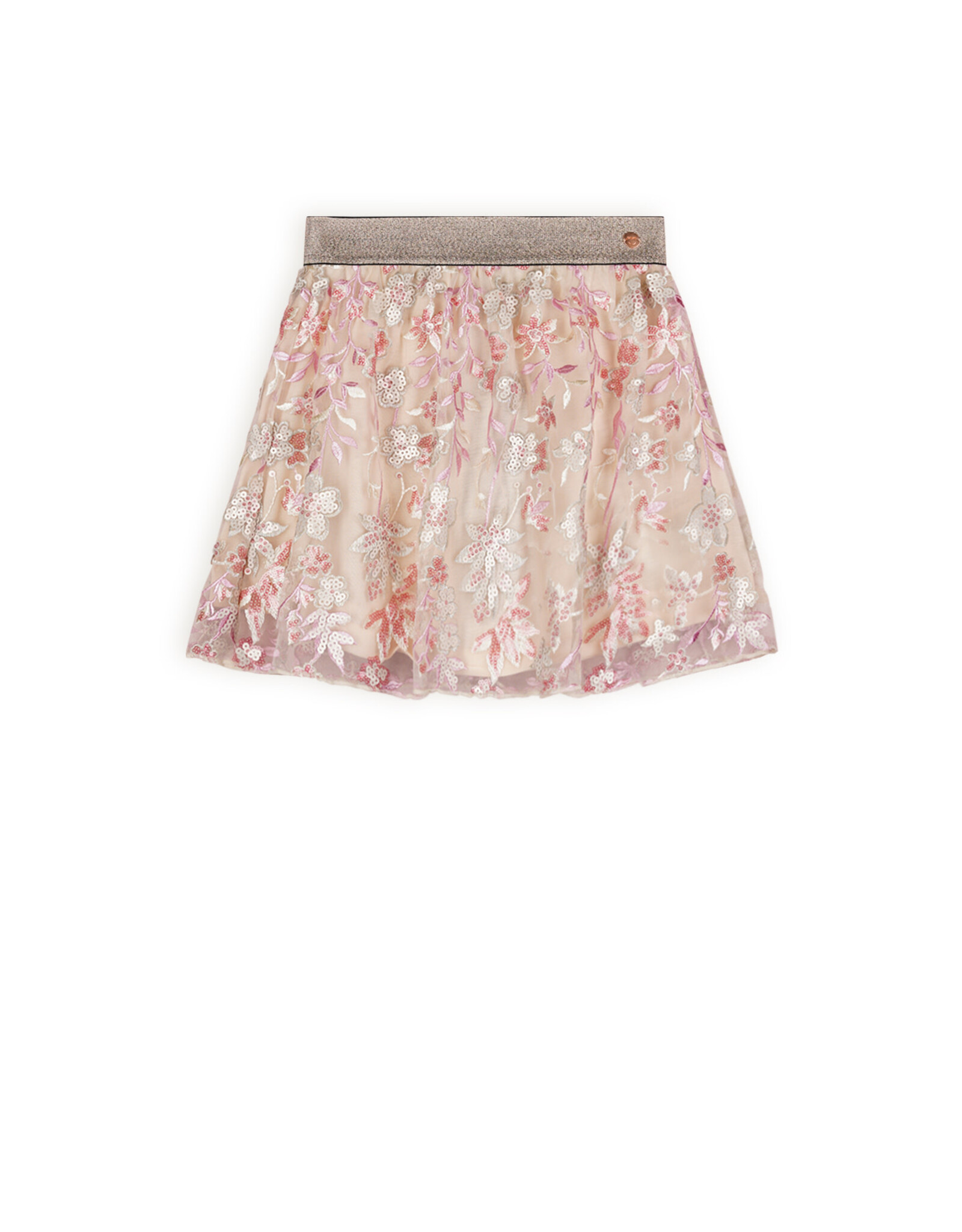 Nono Nele Embroidered Sequins Mesh Skirt Sparkle Rose
